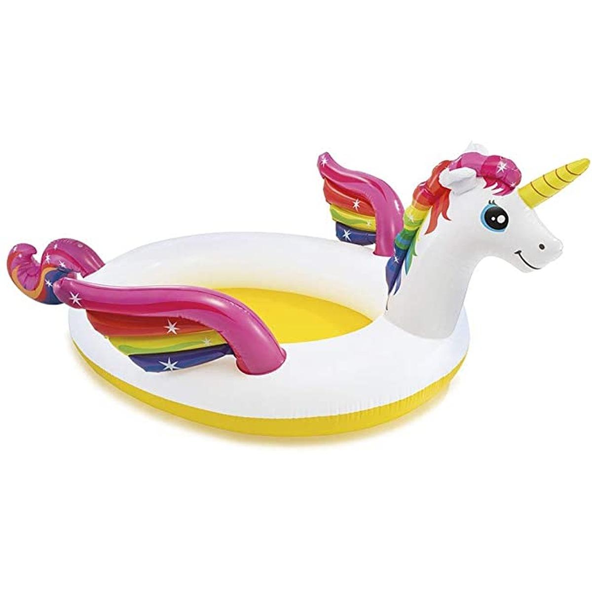 INTEX 57441 - PISCINA KIDS UNICORNO GONFIABILE CON SPRUZZINO 272x193x104cm