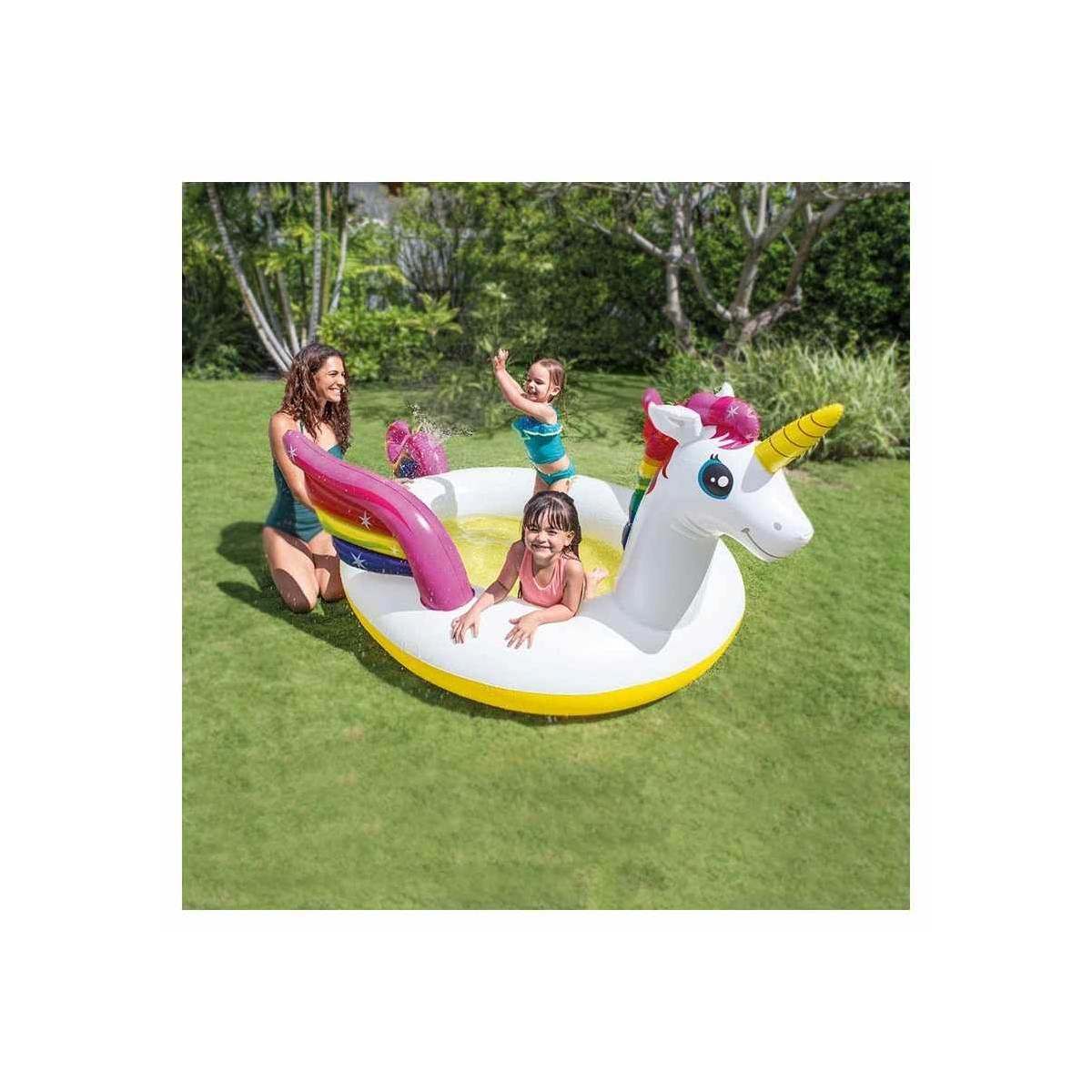 INTEX 57441 - PISCINA KIDS UNICORNO GONFIABILE CON SPRUZZINO 272x193x104cm