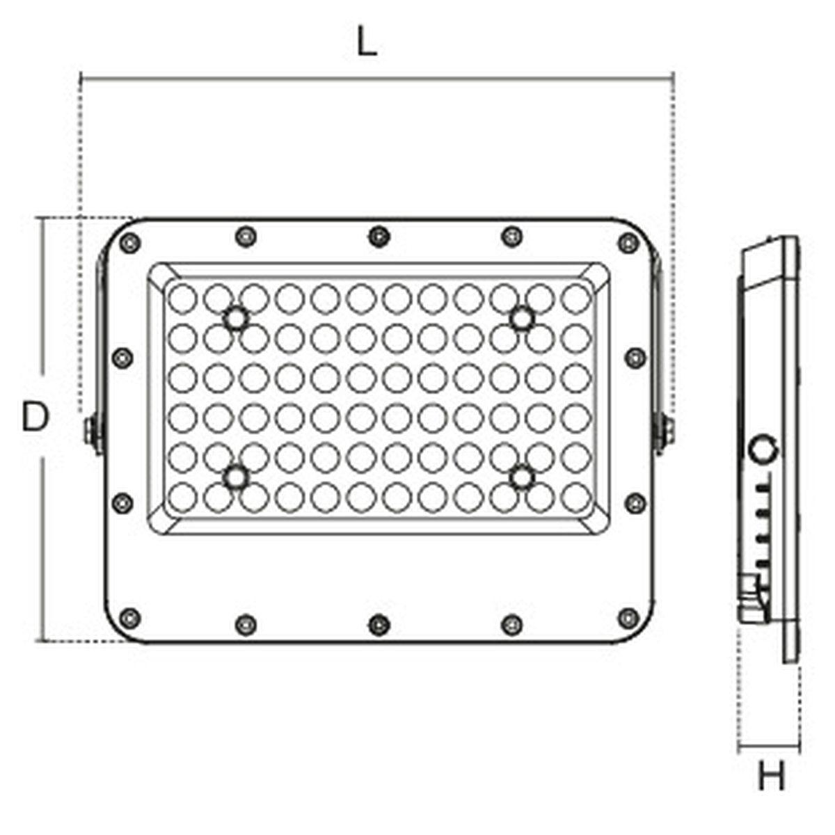 Proiettore led 6500k, lm3400 dimmerabile, p.solare 30w, 348x256x29mm